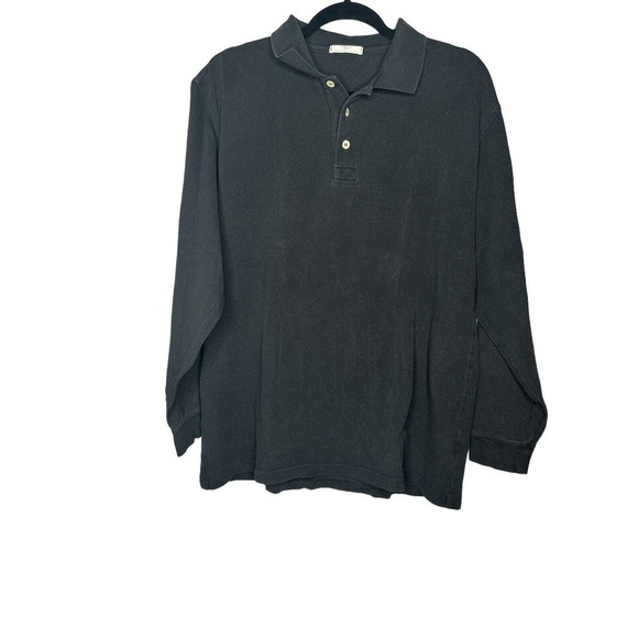 St Michael from MARKS & SPENCER Polo Shirt Mens Large Black Long Sleeve - Picture 1 of 6
